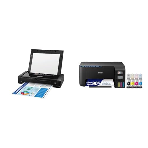 Image of Epson Workforce WF-110 Wireless Color Mobile Printer,White, Small,Black & EcoTank ET-2400 Wireless Color All-in-One Cartridge-Free Supertank Printer