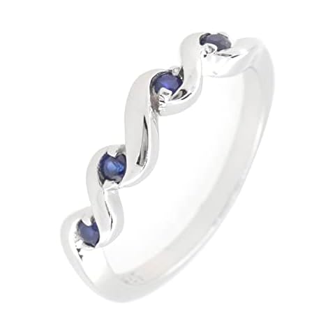 Sterling Silver Genuine Natural Sapphire Stackable 4mm Swirl Stackable Eternity Band Ring Cover