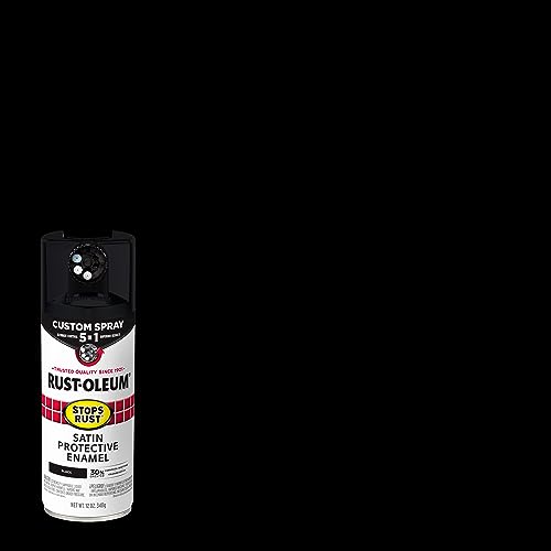 Image of Rust-Oleum Stops Rust Custom 5-in-1 Spray Paint, Satin Black | Rust Preventive Enamel, Multi Surface (Metal, Wood and More), Adjustable Dial for Better Control, Fast Dry, Comfort Tip