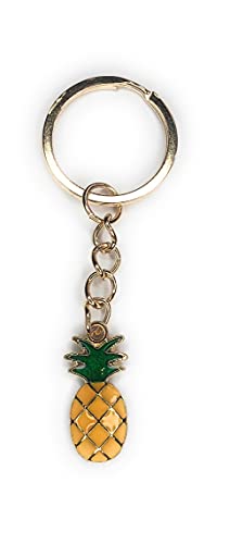 FizzyButton Gifts Pineapple Keyring Key Ring with Enamel Charm and Gold Tone Keychain