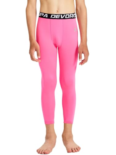 Image of DEVOROPA Boys Leggings Youth Compression Pants Sports Tights Basketball Football Baseball Soccer Baselayer Slim /Regular /Husky