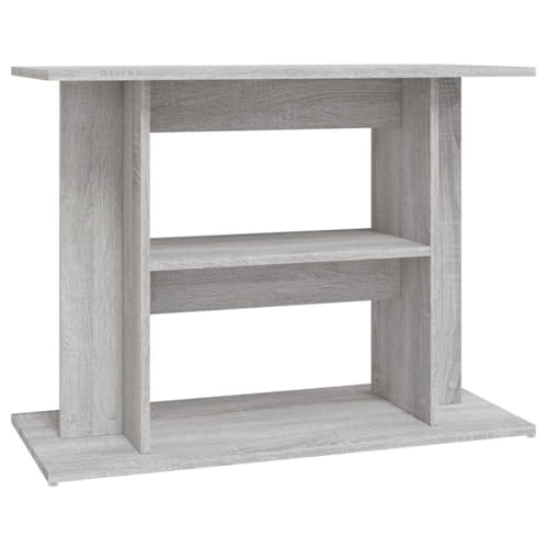 vidaXL Support pour Aquarium, Armoire pour Aquarium à 3 Niveaux, Meuble de Base pour Aquarium avec Rangement Maison, Sonoma Gris Bois d'Ingénierie