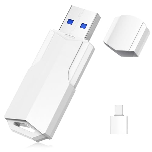 Wooolken Pendrive USB 128GB 3.0, Memoria USB y Memoria Flash con Adaptador USB-C y Cordón, Pen Drive para PC, Portátil, TV, Coche, Mac y Chromebook