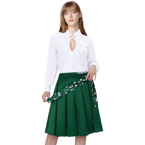 FOCUSOUL Women Ellen Costume Christmas Halloween Vacation Blouse Skirt Tie Outfit Movie Cosplay Fancy Dress Up (Medium)
