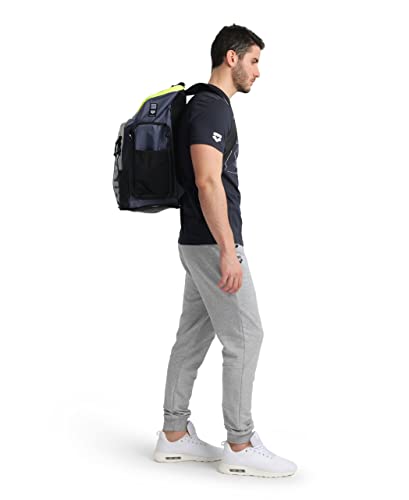 Image of ARENA Spiky III Backpack 45 Swimming Athlete Sports Gym Rucksack Large Training Gear Equipment Swim Bag for Men and Women, 45 Liters, Navy /Neon Yellow