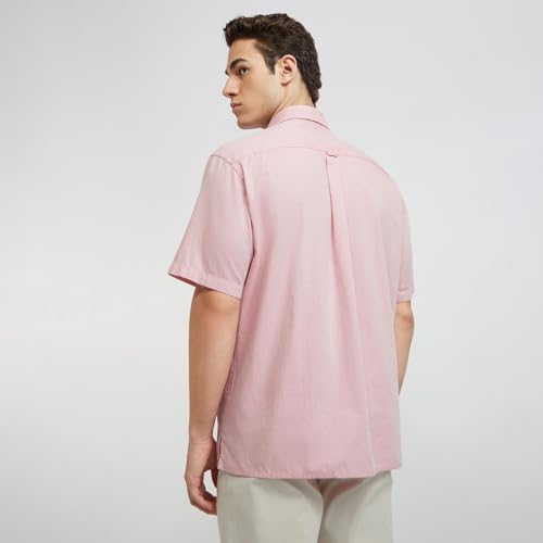 Image of Colorplus Men's Pure Cotton Solid Pattern Classic Fit Spread Collar Half Sleeve Casual Shirt