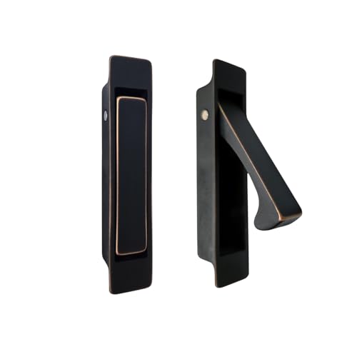Image of QCAA Forged Solid Brass Edge Pull, Sliding Pocket Door Pull Handle, Aged Bronze, 1 Pack, Made in Taiwan
