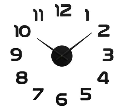 Image of RAPAL Frameless DIY Wall Sticker Clock (55 x 55 cm) - Decorative 3D Number Stickers for Living Room and Bedroom (DIY 17)
