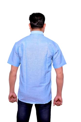 Image of Men's Casual Shirt | Half Sleeve Khadi Cotton Shirt | Regular Fit Stylish Summer Wear | Comfortable Daily & Office Casual Shirt for Men