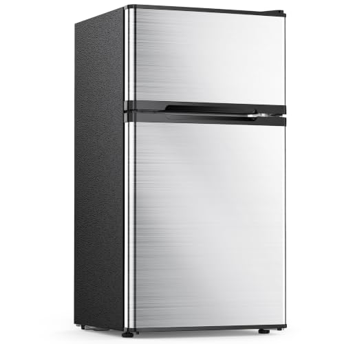 Electactic 2.5 Cu.Ft Mini Fridge with Freezer, Mechanical Thermostat & Leveling Feet, Double-Door...