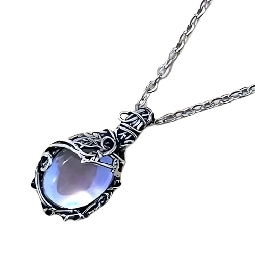 Collier pendentif aurore boréale en acier durable au fini argenté