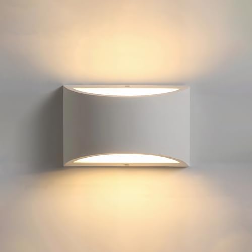 Warmiehomy Indoor Wall Lights, Modern Led Up and Down Wall Lamps Sconces, 5W 3000k Warm White, Aluminum Hardwired White Wall Mounted Light for Living Room Bedrooms Hallway (Cob Lamp Beads Included)