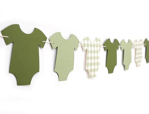 Grünes Body-Banner – grünes Gingham-Banner, Babyparty-Dekoration, grüne Babyparty-Wimpelkette, Mädchen-Jungen, Babyparty-Dekoration (grün)