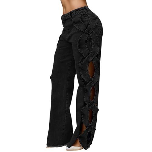 Jean cargo femme jambe large et taille haute en denim léger pour l'été