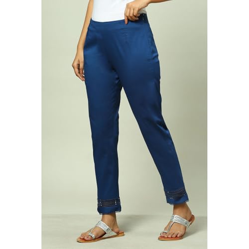 Image of Rangriti Women Polyester Blend Solid Pants (RMMINDIGO18136 Blue XL)
