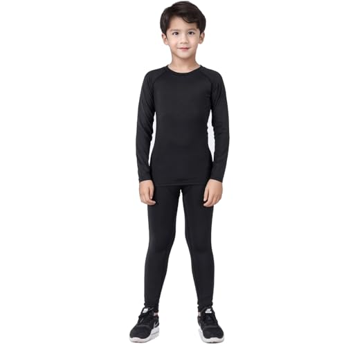 Catálogo para Comprar On-line Ropa de Gimnasia para Niño de esta semana. 42 LNJLVI Conjuntos Deportivos para Correr para Niño Ropa térmica Ropa Interior Deportiva y Pantalones(Negro/Negro,14Years)