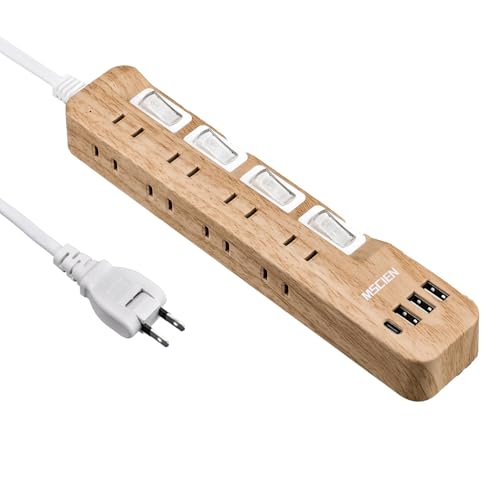 Mscien 2m USB付き延長コード 8AC口 3USB-A 1USB-C