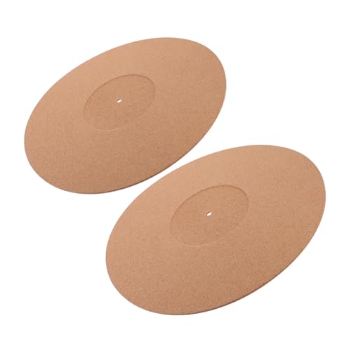 Toddmomy 2pcs Cork Record Mats for Turntable Anti-static Vinyl Record Pad Vibration Reduction Comfortable Material Easy Install