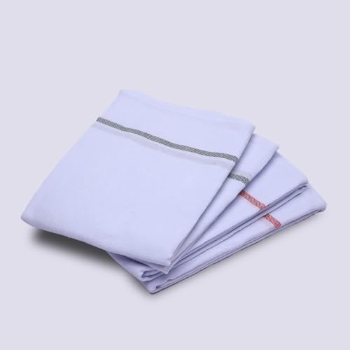 YATTA Traditional Thorthu Kerala Towel Cotton Large Size | Pack of 2 | Size - 51 inch | End Stitched Thorth | Kerala Thorthu White Cotton Towels for Bath | Light Weight, Quick Dry | 130gsm