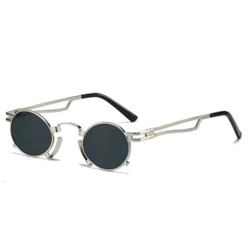 Lunettes de soleil rétro ovales au look punk vintage avec verres colorés jaune et rouge