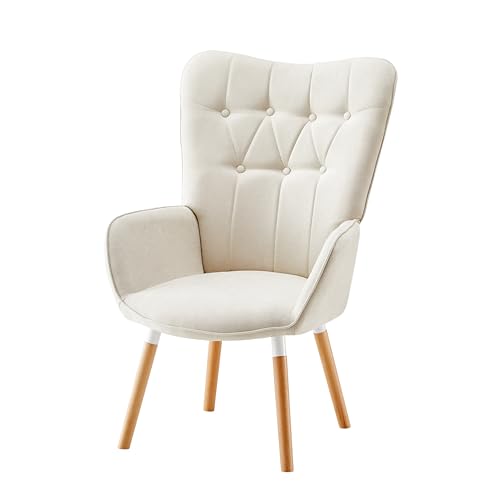 HOME DESIGN & CONFORT® Butacas de Salón Especial de Tela | Sillón Relax con Diseño Moderno y Ergonómico (Requiere Montaje) (Beige con Botones)