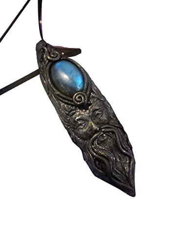 The Wizard. Man Crystal Pendant. Magician, Sage, Wise Old Man. Crystal Necklace Men. Unique Men Gift. Wicca Gold Labradorite (Labradorite Black Wizard)