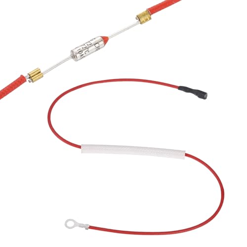 sourcing map Universal Rice Cooker Temperature Fuse, 172°C 10A 250V Metal Thermal Fuse with Terminal and Ring Terminal Fiberglass Sleeving for Electric Pressure Cooker Repair Part