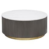 Coaster Home Furnishings Jason Round Marble Top Coffee Table White and Charcoal