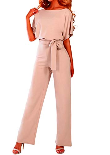emmarcon Combinaison longue Jumpsuit élégante robe de cérémonie femme manches courtes chauve-souris -  -  44/46 FR/X-Large
