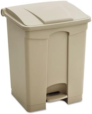 Large Capacity Plastic Step-On Receptacle, 23 gal, Plastic, Tan