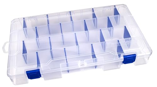 Image of Flambeau Outdoors 5007 Tuff Tainer Fishing Tackle Box with Zerust Anti-Rust Dividers - Includes 18 Dividers, 36 Compartments, Clear Fishing Lure Organizer - 14.25 inch x 9.125 inch x 2 inch