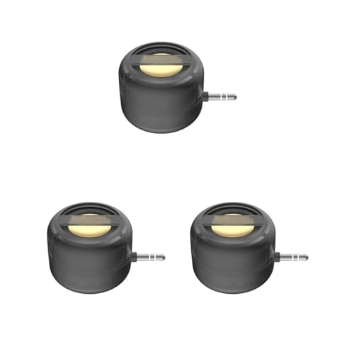 3セット3.5mm ジャック USB C ポータブル プラグイン ミニ電話スピーカー スマートフォン コンピューター用 黒の, クリア黒の, 4.1x4.1x3.4 cm