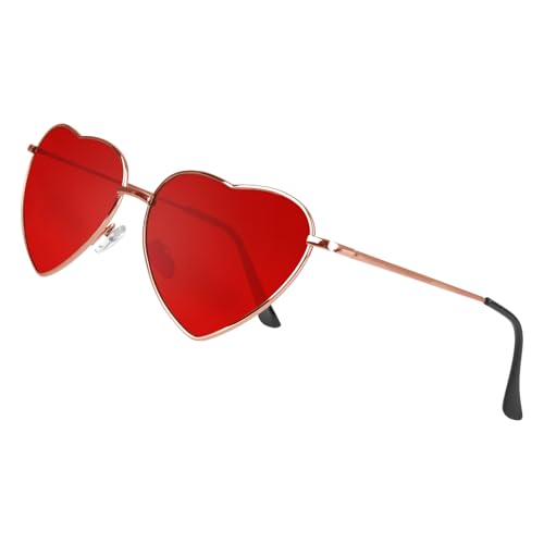 hoyuwak Polarized Heart Sunglasses for Women Men UV400 Protection Cute Fashion Metal Frame Glasses for Daily Accessories