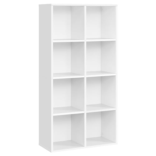 VASAGLE Bücherschrank, Bücherregal, mit 8 Fächern, Büroregal, Würfelregal, Standregal, für Wohnzimmer, Schlafzimmer, Büro, Kinderzimmer, weiß LBC24WT