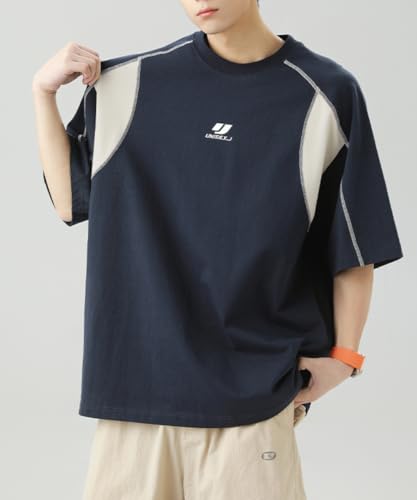 Men's Y2K Retro Baggy T-Shirts Crewneck Short Sleeve Alt Emo Stripe Shirt Oversized Techwear Racing Scene Clothes3