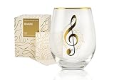 Onebttl Music Lovers Gifts for Women, Men, 18oz Stemless Wine Glass with Message Cards, Birthday Gifts for Musicians