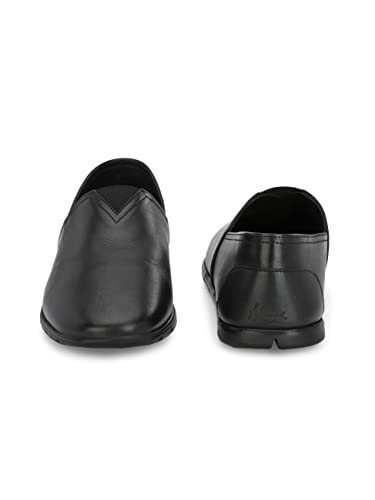 Image of HITZ Men's Black Leather Slip On Casual Shoes