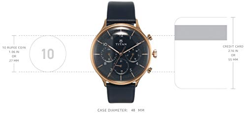 Titan Quartz Multifunction Blue Dial Leather Strap Watch for Men-NS90102WL02 - Image 3