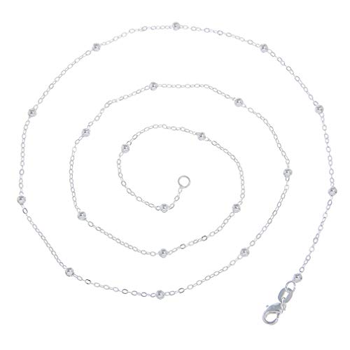 Bigood 2Pcs Bijoux Chaîne Argent 925 Collier Femme Homme Perle Déguisement Fête Soirée 22
