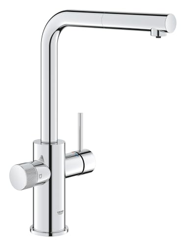 GROHE Blue Pure Minta, Miscelatore Monocomando per Lavello con Doccetta Estraibile, Bocca 'L', da Utilizzare con Set di Filtrazione (da Ordinare Separatamente), 30601000
