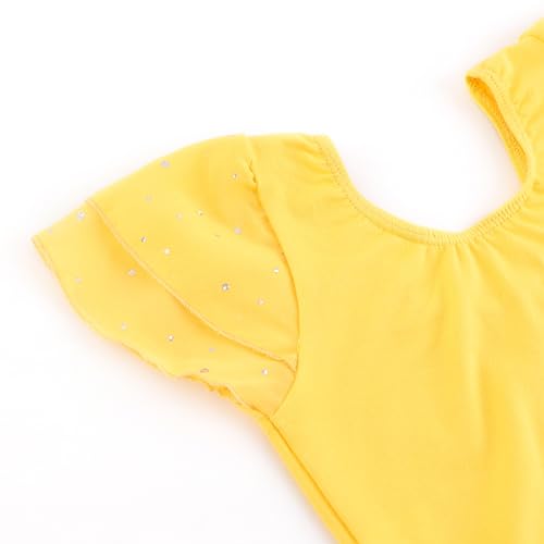 Image of EQSJIU Ballet Leotards for Girls with Removable Skirt Combo Tie Ruffle Sleeve Outfit