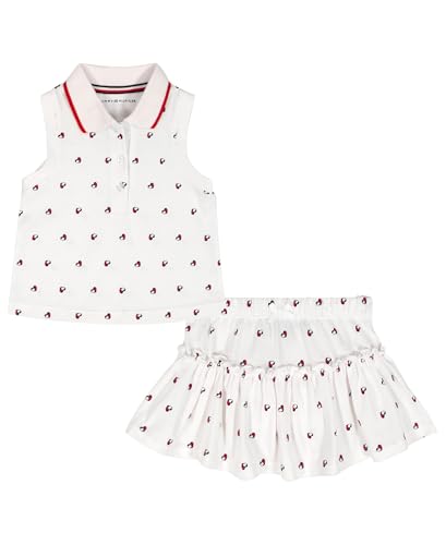 Tommy Hilfiger Baby Girl's 2-Piece Top and Skort Set, White Heart Flag, 3-6 Months - image 1