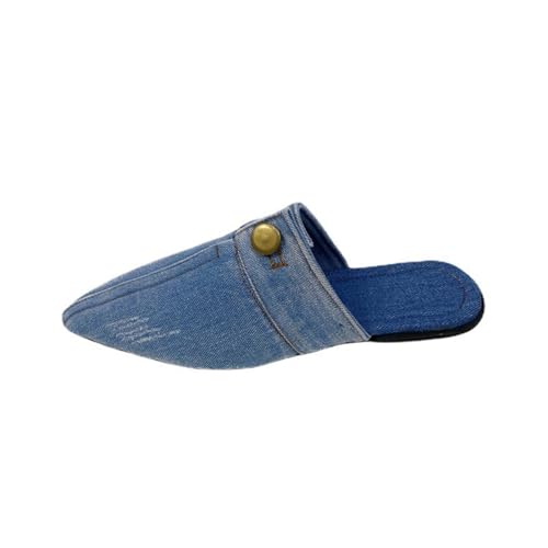 Pantoufles plates denim femme bout pointu légères confortables - 5