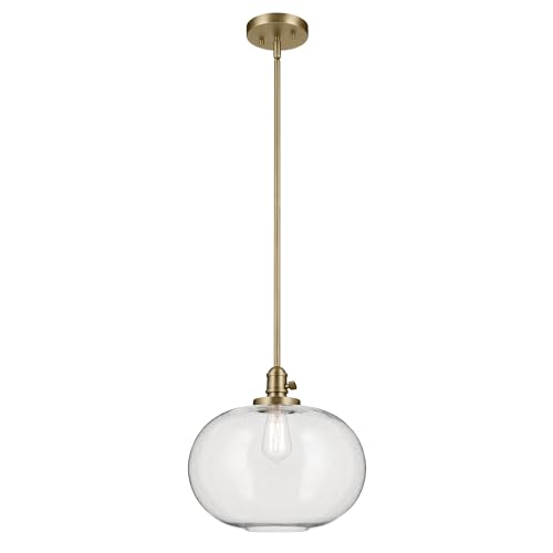 Avery 14" 1-Light Globe Pendant with Clear Seeded Glass in