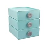 Ukwell Plastic Storage Drawers Stackable Desktop Organizer Box 3-Drawer Set for Makeups Jewelry...