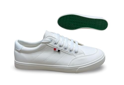 Image of Classic Canvas Sneakers, Casual Lace-Up Shoes with Green Sole, Unisex Fashion Trainers Shoes