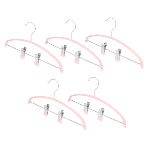 VILLFUL 5pcs Children Hanger Clip Hangers Clips Clothes Rack Heavy Duty Clothes Hanger Children Clothes Hanger Drying Rack Semi-Circle Hanger Pink High Manganese Steel