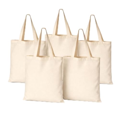 Bolsa Sacola Eco Bag de Algodão 30 x 40 cm Bege Cru Natural Ecológico e Reutilizável com Costura e Alças Reforçadas - Kit 5 Unidades