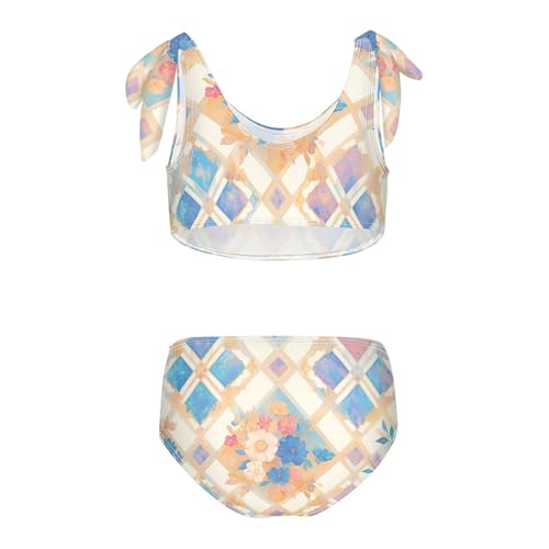 Mandala Lattice Girls 2 Piecing Kids Bikini Set Beach Swimsuit Swimming Suits Adjustable Shoulder Strap2