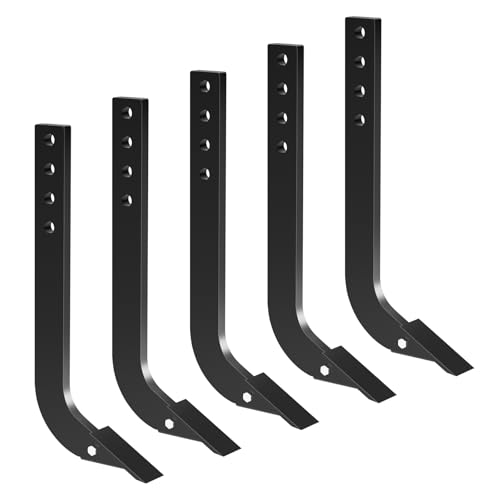 Tolpassa 5PCS Box Blade Shank 18 Scarifier Shank 4 Holes Box Scraper Shank Ripper Shank with 7PCS Removable Tapered Teeth and Pins Adjustable Shanks Assembly for Replacement Digging Plowing